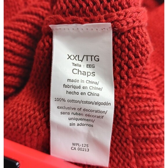 Vtg Ralph Lauren Chaps Sweater Men 2XL Red 1/4 Zip Cable Knit Fisherman Preppy - Picture 8 of 9